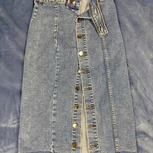 Fashion Nova blue denim midi skirt women Size S